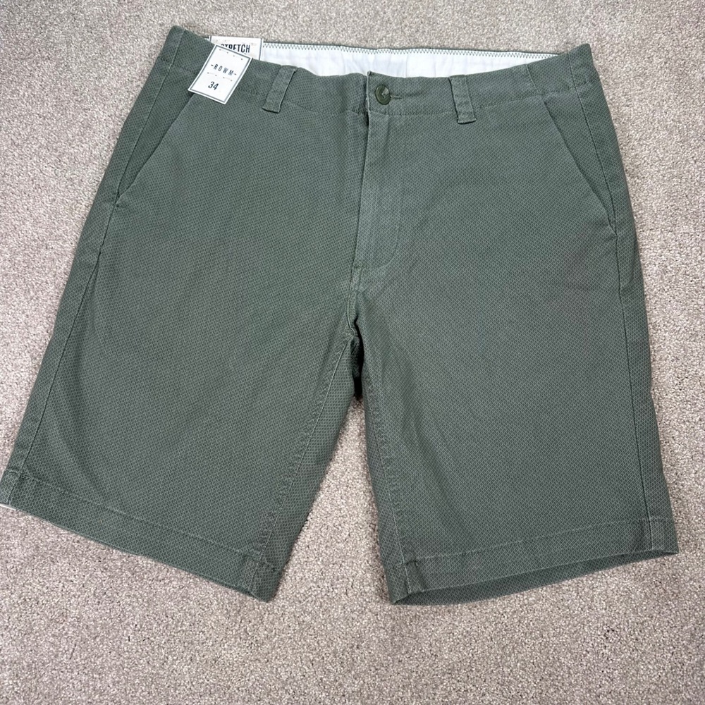 ROWM Mens 34 Olive Green Stretch‎ Casual Chino Shorts Business vacation